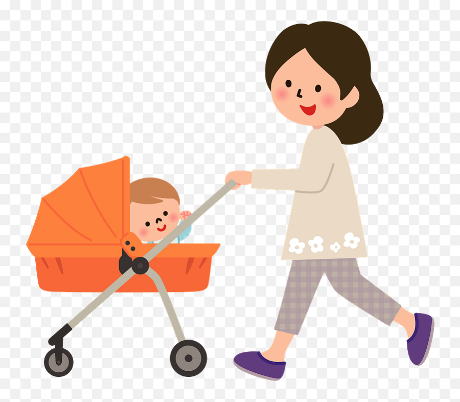 Mother Is Pushing Baby Stroller Clipart Emoji,Baby Carriage Clipart