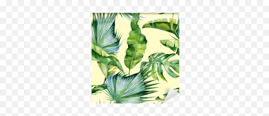 Seamless Watercolor Illustration Of Tropical Leaves Dense Emoji,Tropical Leaves Png