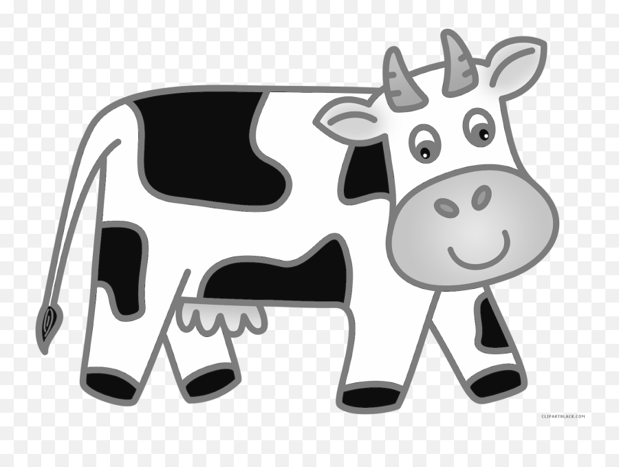 Cow Animal Free Black White Clipart - Dibujo A Mano De Una Vaca Comiendo Pasto Emoji,Cow Clipart Black And White