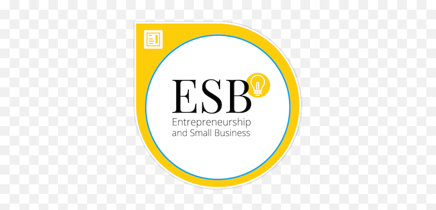 Entrepreneurship And Small Business Certification Esb - Credly Entrepreneurship Small Business Logo Emoji,Small Business Logo