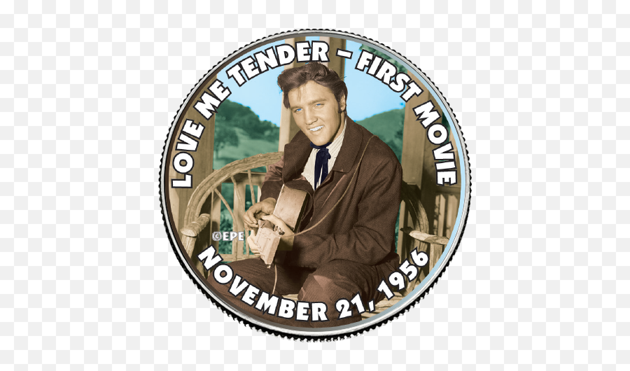 Elvis Presley Love Me Tender - First Movie Colorized State Quarter Coin Emoji,Elvis Presley Png
