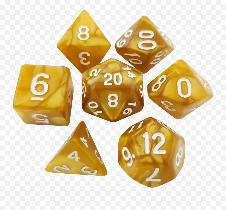 Yellow Marbled Set Of 7 Polyhedral Rpg Dice Dungeons And Emoji,Dnd Dice Png