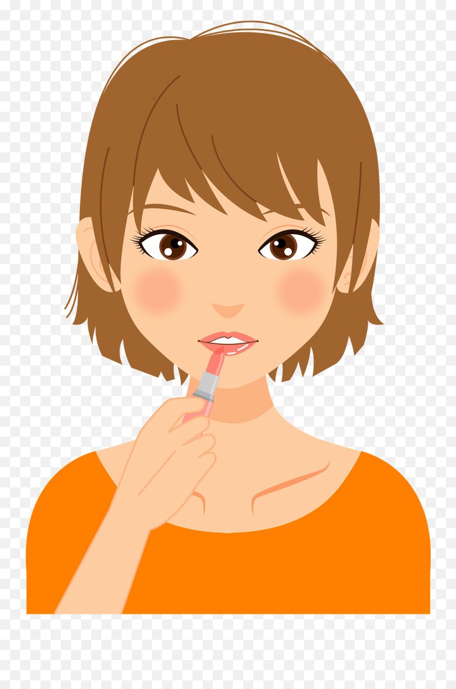 Woman Is Putting On Lipstick Clipart Free Download - Girl With Lipstick Clipart Emoji,Lipstick Clipart