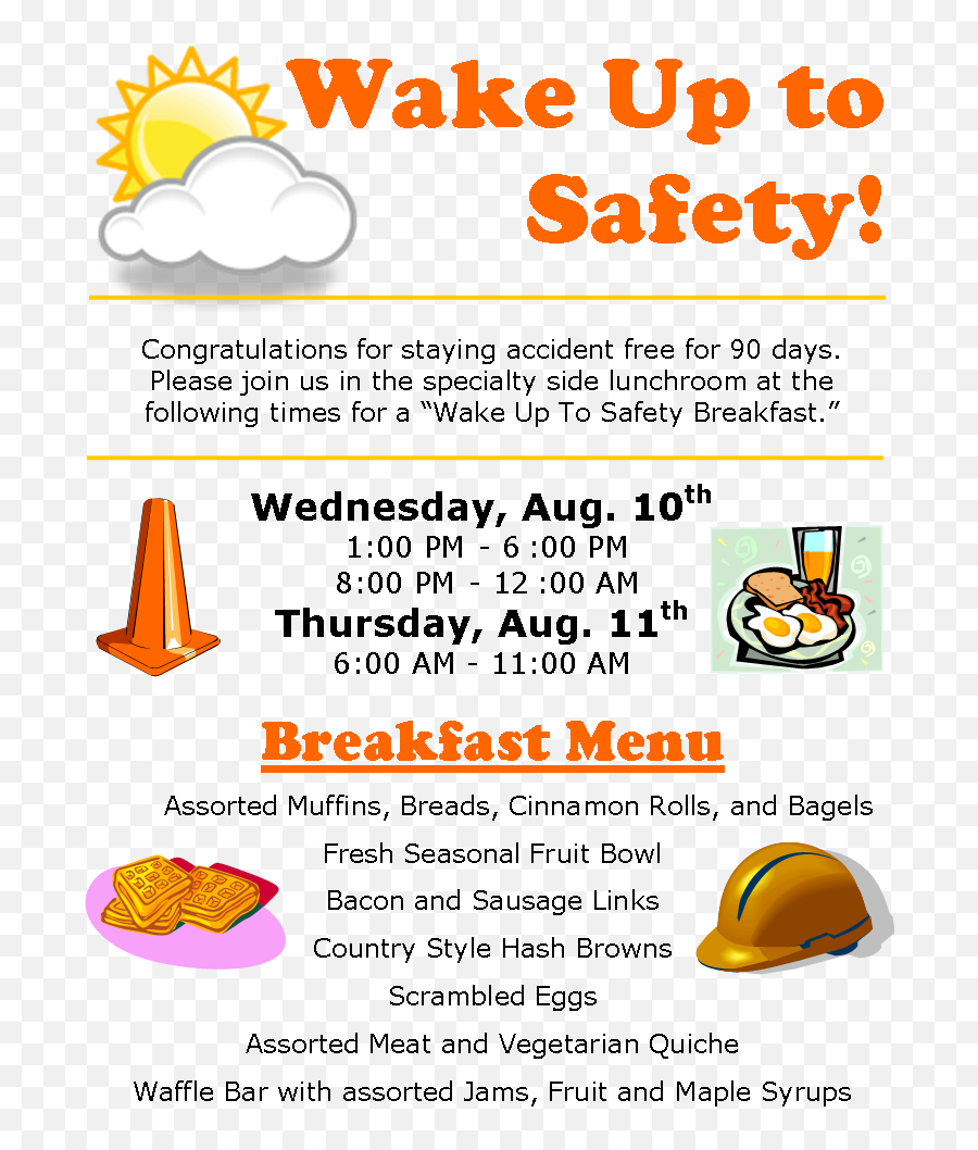 Wake Up To Safety Menu Company Safety - Rosebank Primary School Balclutha Emoji,Wake Up Clipart