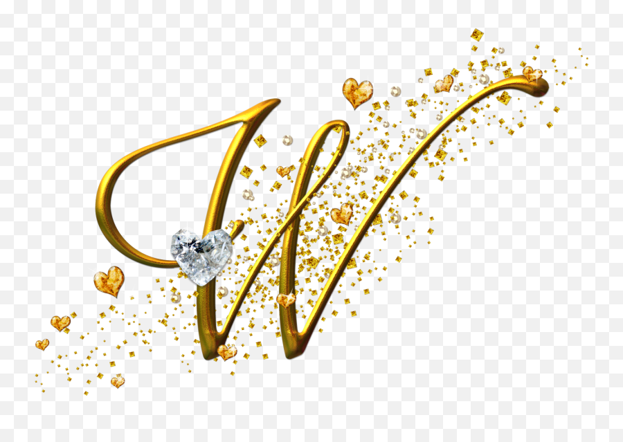 Alfabeto Dorado Con Corazones Png - Letra W En Png Letra W Dourada Emoji,Corazones Png