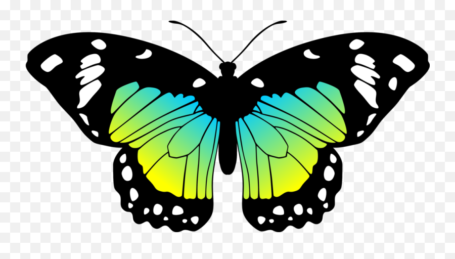 Rainbow Butterfly Clipart Green Emoji,Yellow Butterfly Png