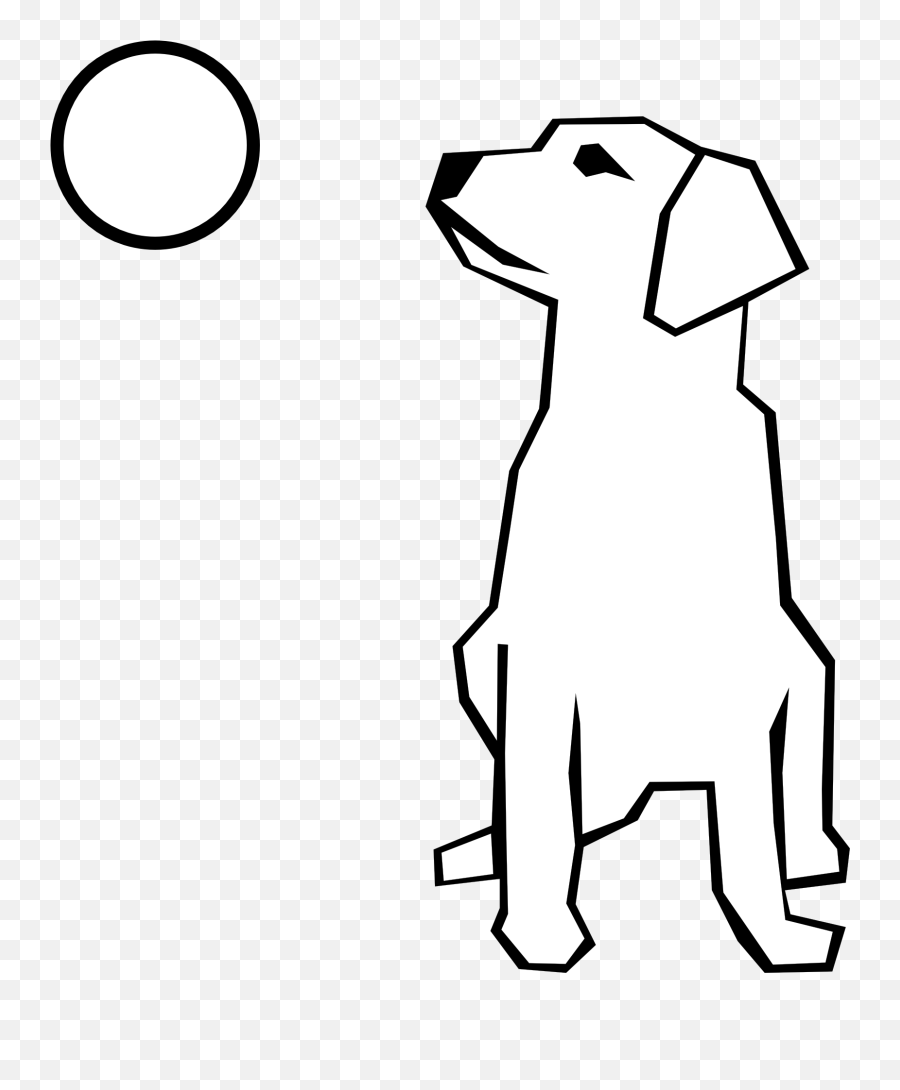White Dog And Full Moon Clipart - Simple Dog Drawing Emoji,Moon Clipart