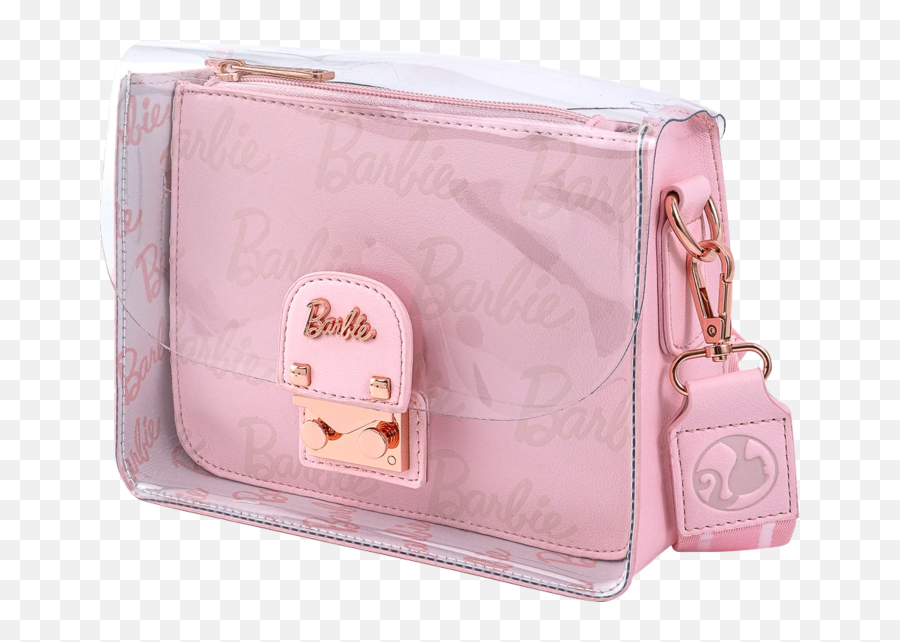 Barbie - Logo 8u201d Clear Crossbody Bag With Rose Gold Clasp And Interior Pouch For Women Emoji,Barbie Logo