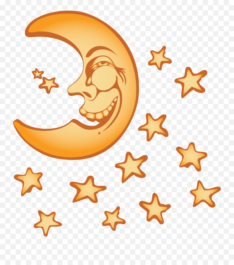 Vector Yellow Stars Moon Night Sky Png Download - 23302330 Happy Emoji,Sky Png