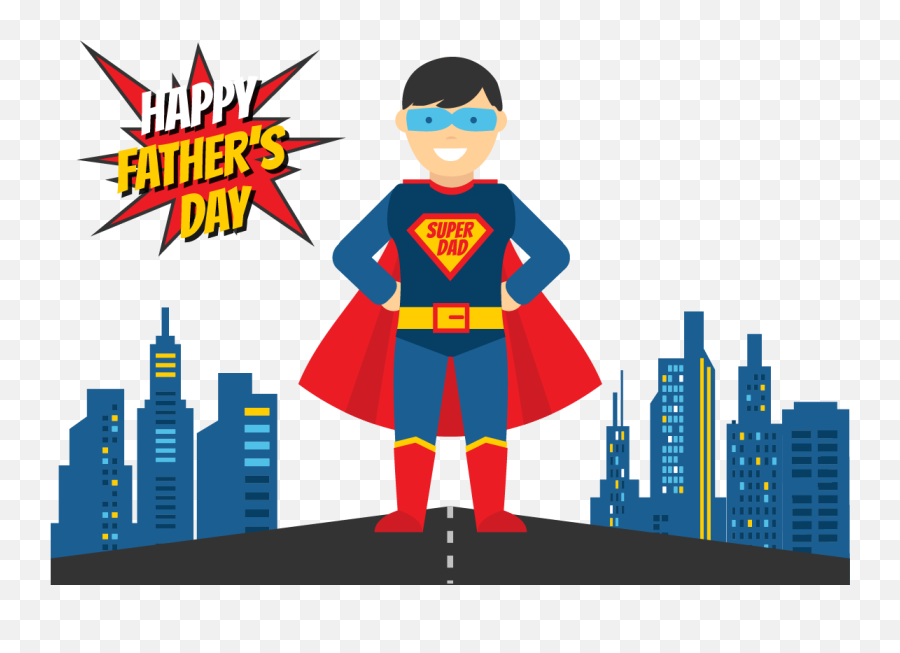 Father Superhero Illustration - Happy Fathers Day Superhero Fathers Day Superman Dad Emoji,Happy Fathers Day Clipart