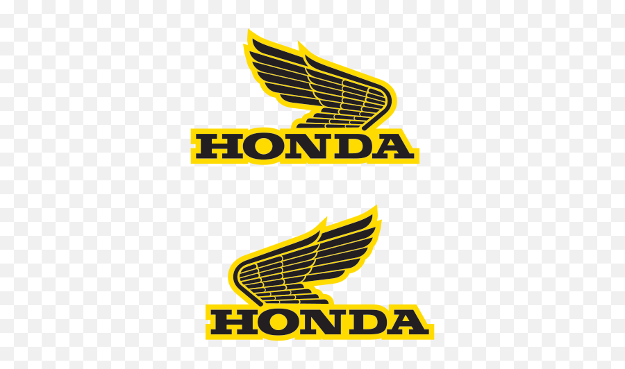 Printed Vinyl Pair Of Honda Wings Logo Stickers Factory - Honda Wing Logo Yellow Emoji,Wings Logo