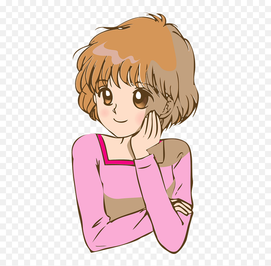 Anime Girl In A Pink Shirt Clipart Free Download - For Women Emoji,Anime Clipart