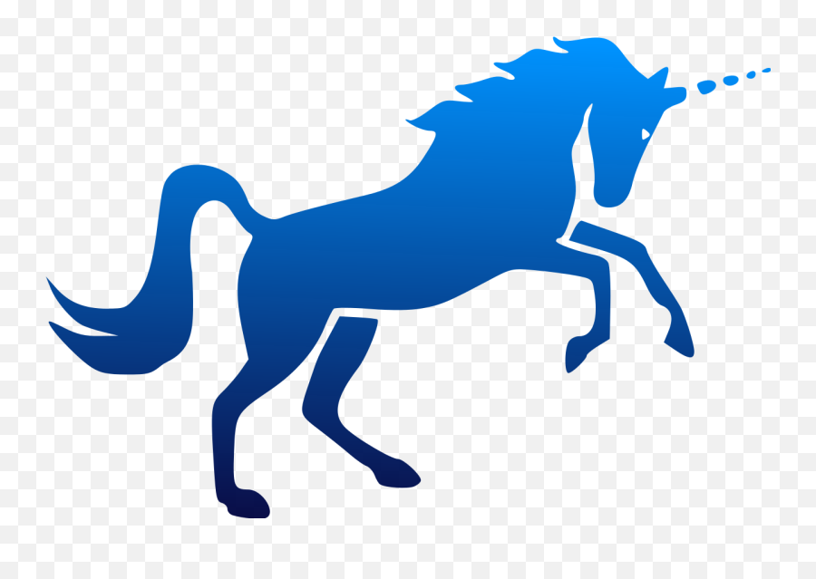 Plain Full Blue Unicorn Silhouette - Blue Unicorn Transparent Background Emoji,Unicorn Silhouette Png
