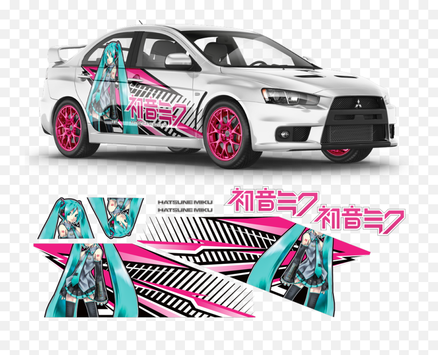 Itasha Hatsune Miku Anime Style Sides - Mitsubishi Lancer Evolution Top View Emoji,Anime Zoom Png