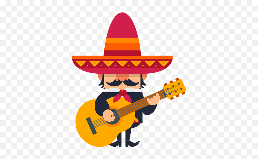 Mexican Mariachi Playing Guitar - Transparent Png U0026 Svg Mariachi Png Emoji,Guitar Transparent Background