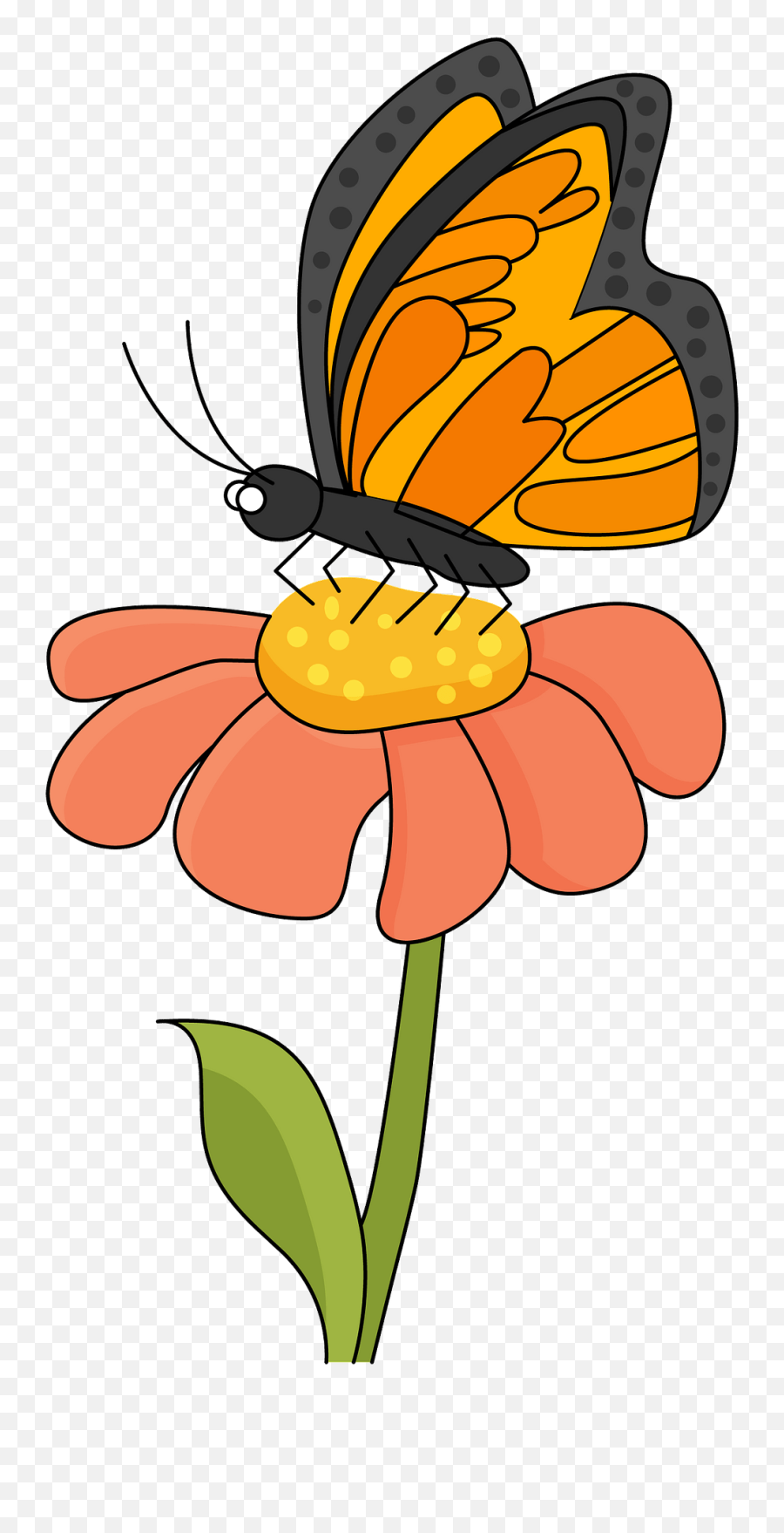 Butterfly On A Flower Clipart Free Download Transparent - Clipart Butterfly And Flower Emoji,Flower Clipart