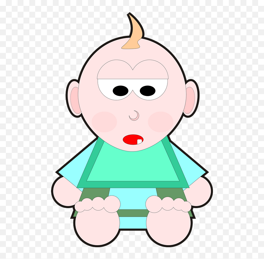 Baby Boy With Hair Curl And Green Bib Clipart Free Download Emoji,Curl Clipart