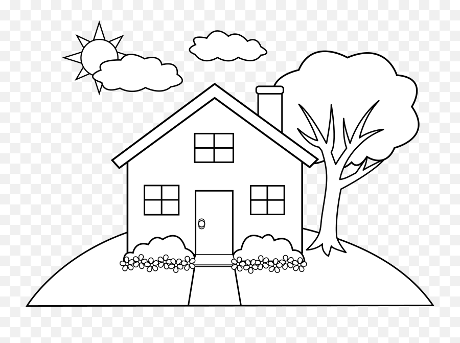 House Line Drawing Clip Art Sketch Coloring Page Coloring - House Coloring Sheets For Kids Emoji,Gingerbread House Clipart