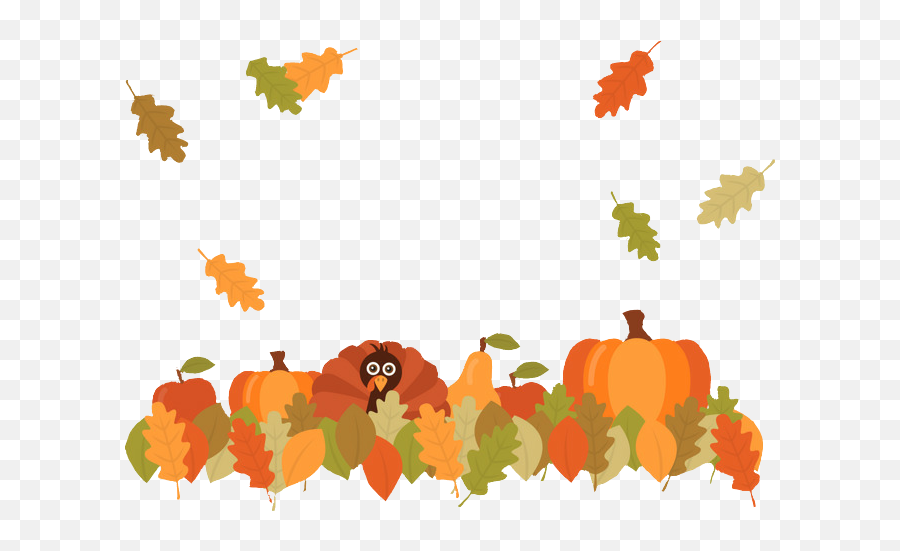 Fall Pumpkin Leaves Png Transparent - Thanksgiving Cartoon Png Emoji,Thanksgiving Border Png
