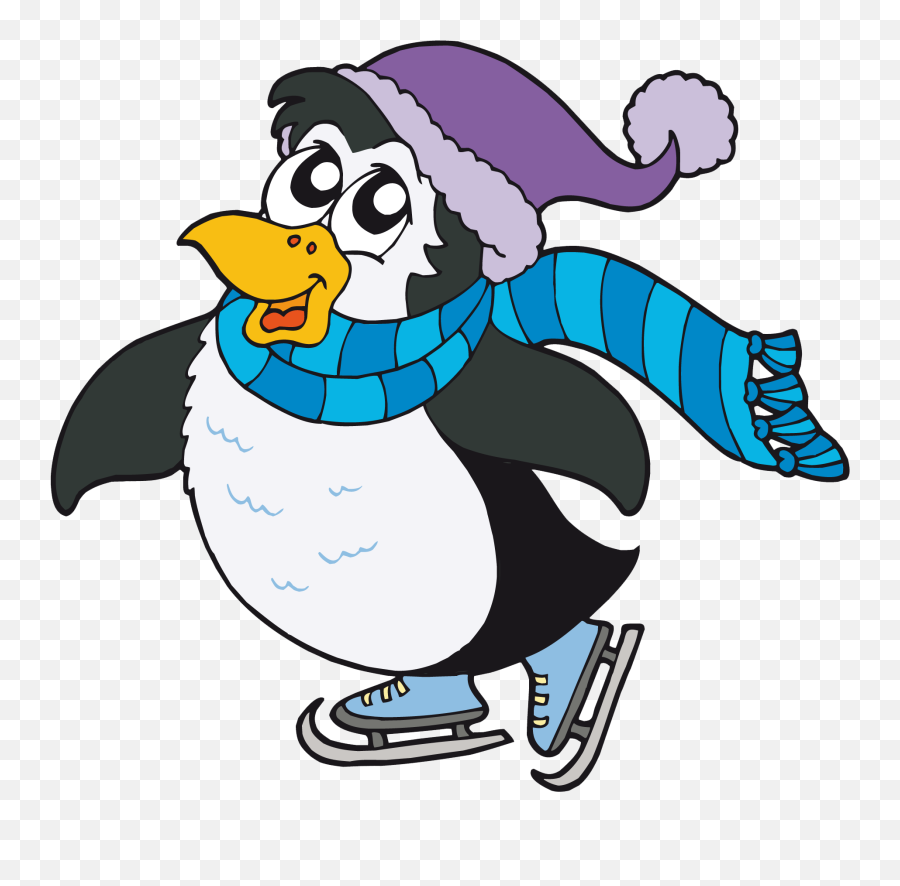 Penguin Skating Cartoon Png Clipart - Penguin Animation Ice Skating Emoji,Christmas Penguin Clipart