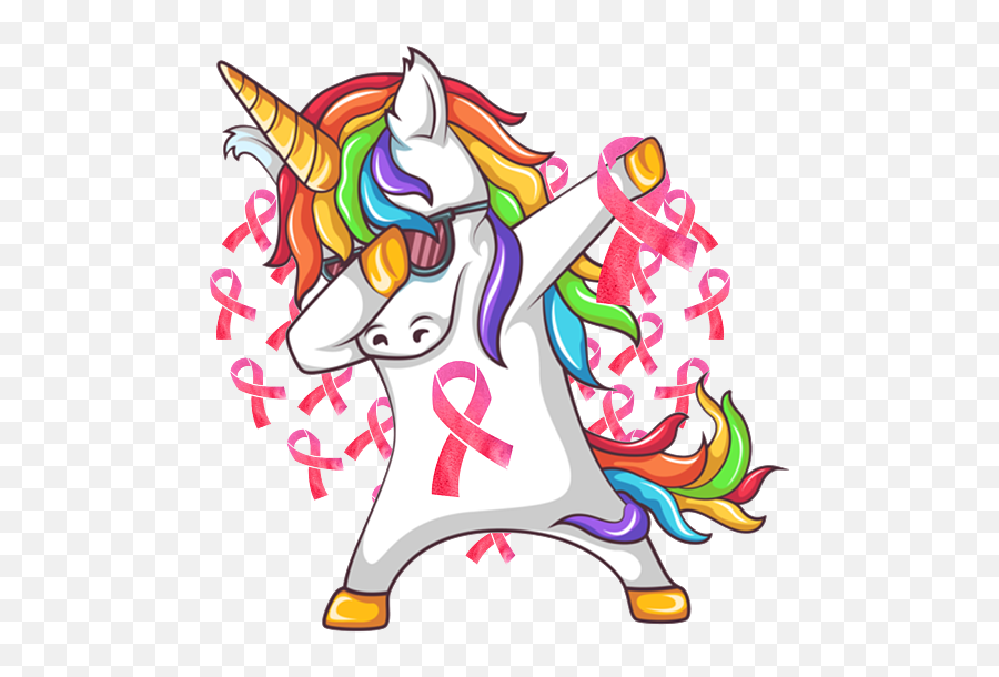 Pink Ribbon Dabbing Unicorn Breast Cancer Awareness Gift Emoji,Pink Breast Cancer Ribbon Png