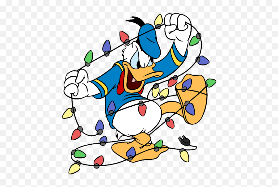 Mickey Mouse Christmas Lights Clipart - Novocomtop Cartoon Christmas Donald Duck Emoji,String Lights Clipart