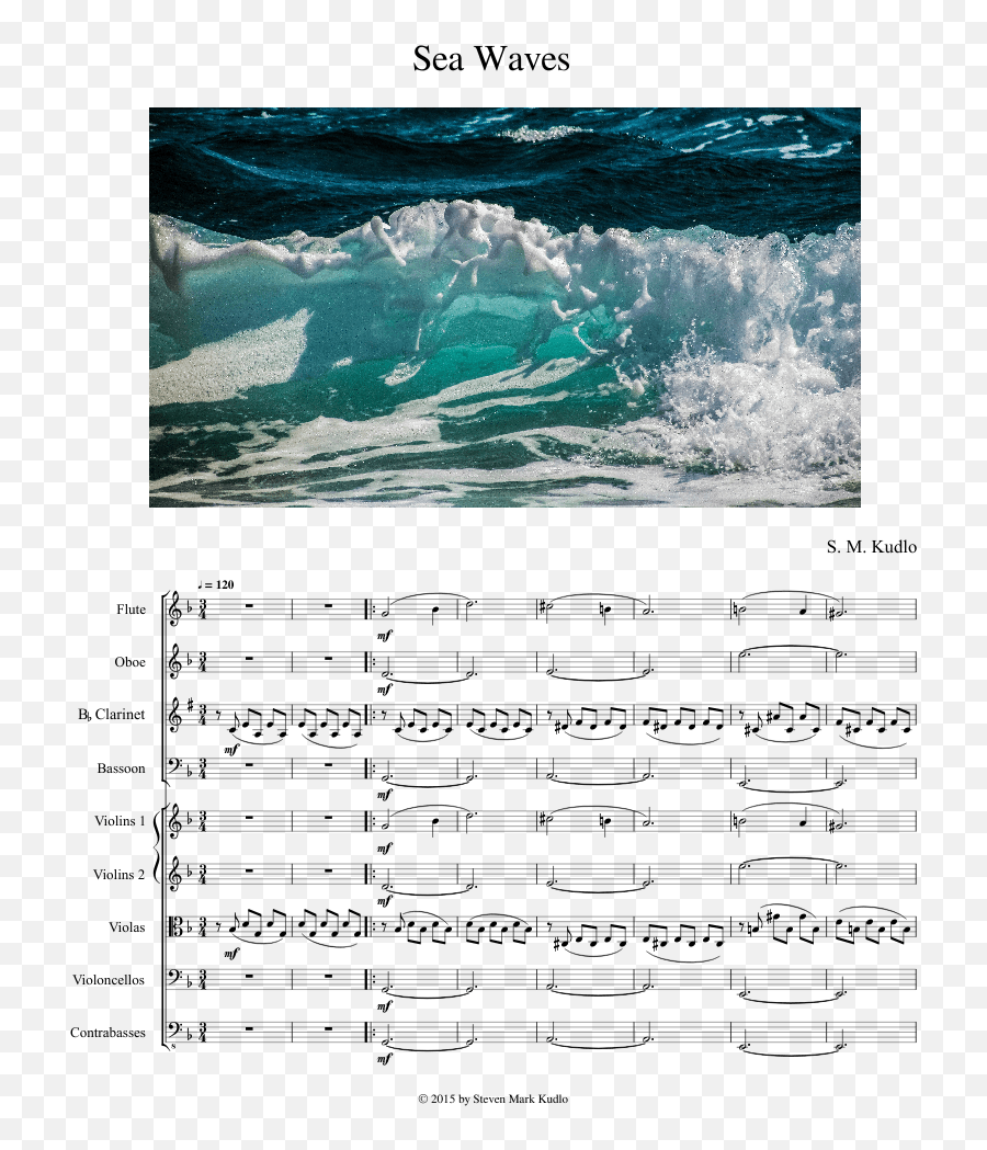 Download Sea Waves Sheet Music For Flute Clarinet Oboe Emoji,Music Waves Png