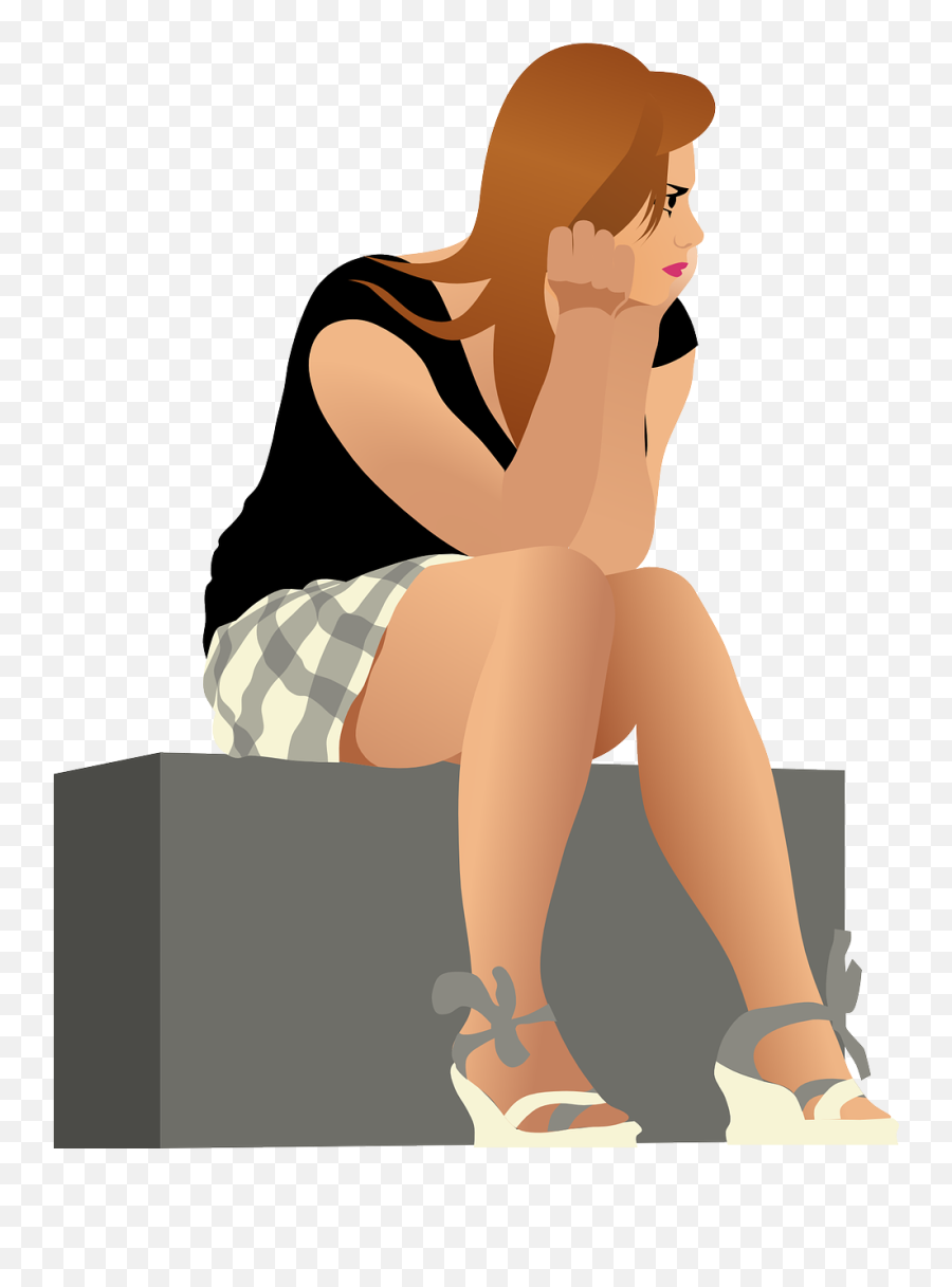 Woman Girl Sitting Female Png - Girl Waiting Clip Art Emoji,Girl Sitting Png