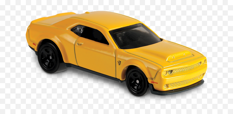 18 Dodge Challenger Srt Demon In Yellow Factory Fresh Car - Hot Wheels Dodge Challenger 18 Emoji,Dodge Demon Logo