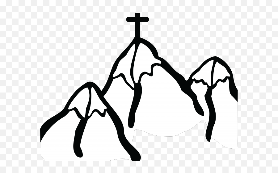 Mountain Clip Art Png - Mountain With Cross Black And White Emoji,Mountain Clipart