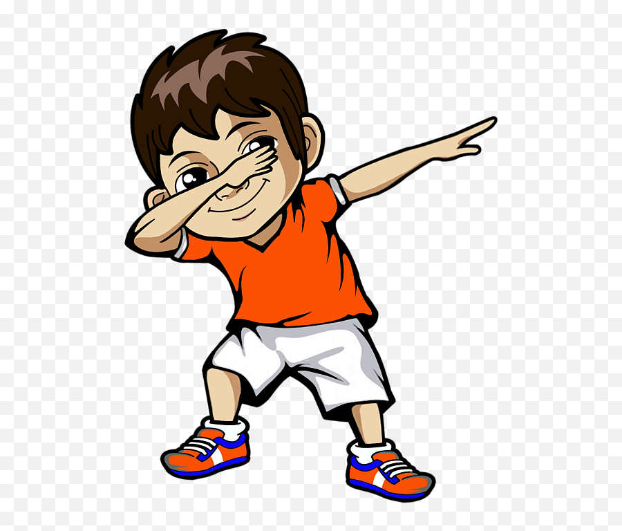 Dabbing Boy Dance Kid Cool Awesome Meme Orange Jersey Funny Emoji,Meme Clipart