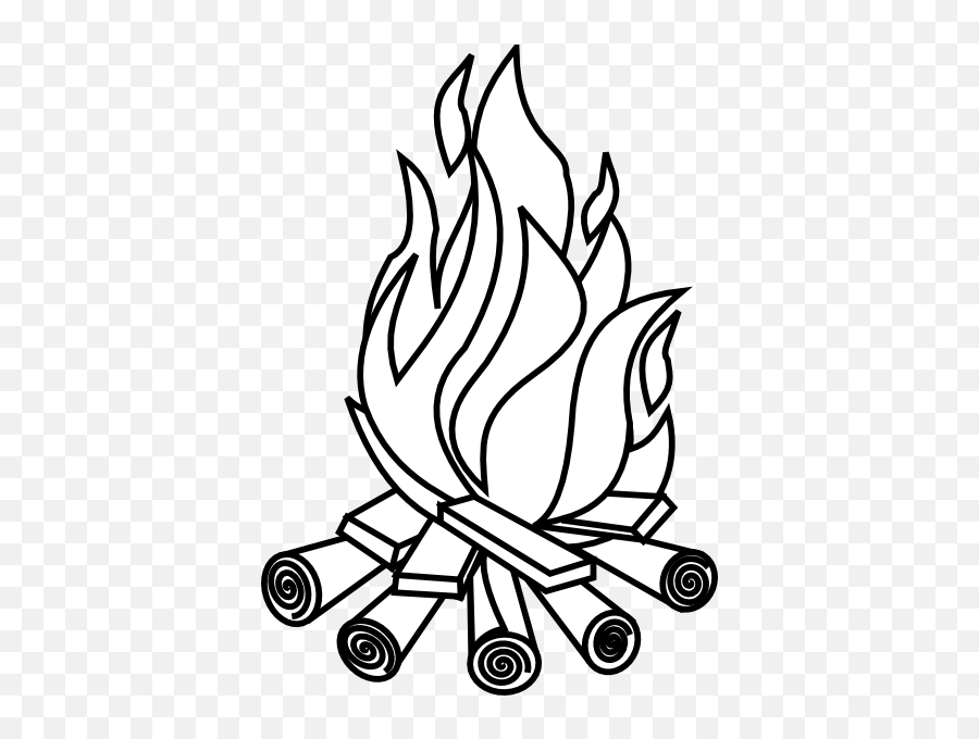 Campfire Black And White Clipart Kid - Black And White Clip Art Fire Emoji,Campfire Clipart