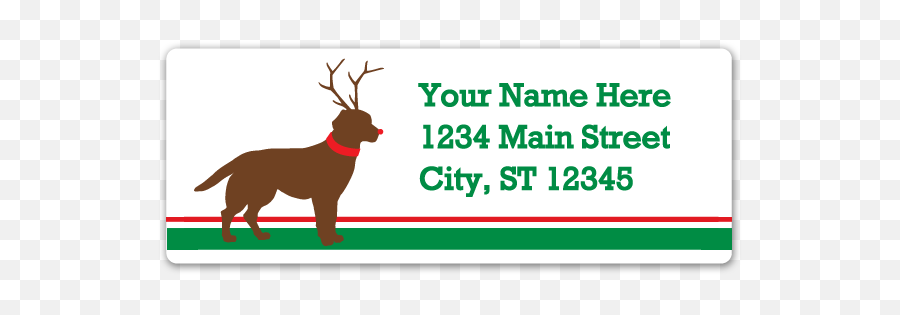 Christmas Stripes Reindeer Dog Address Labels - Block Emoji,Christmas Antlers Png