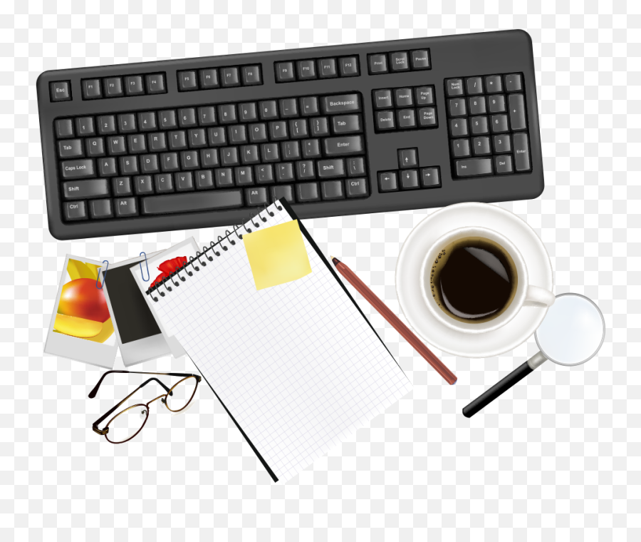 Download Vector Computer Office Top - Office Png Top View Emoji,Keyboard Clipart