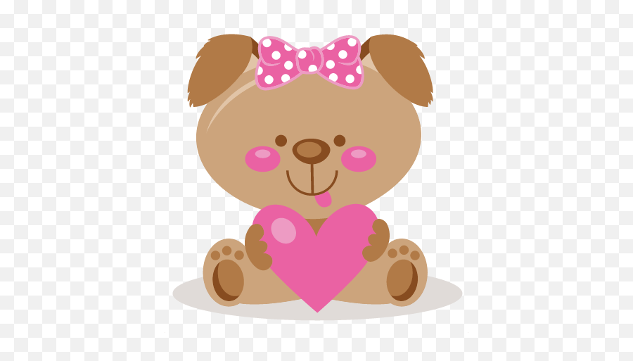 Girl Love Puppy Valentine Clip Art Svg - Cute Girl Valentine Clipart Transparent Emoji,Puppy Clipart
