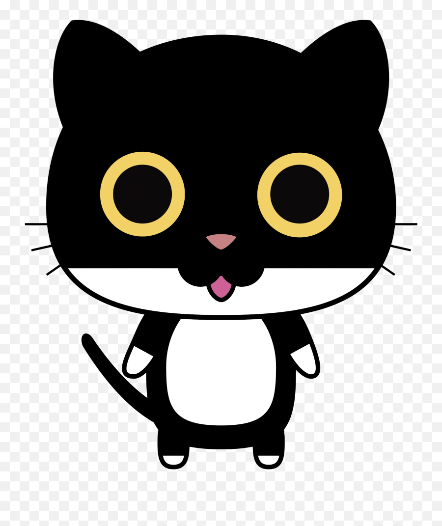 Black Anthropomorphic Cat - Anthropomorphic Cat Clipart Emoji,Cat Face Clipart Black And White