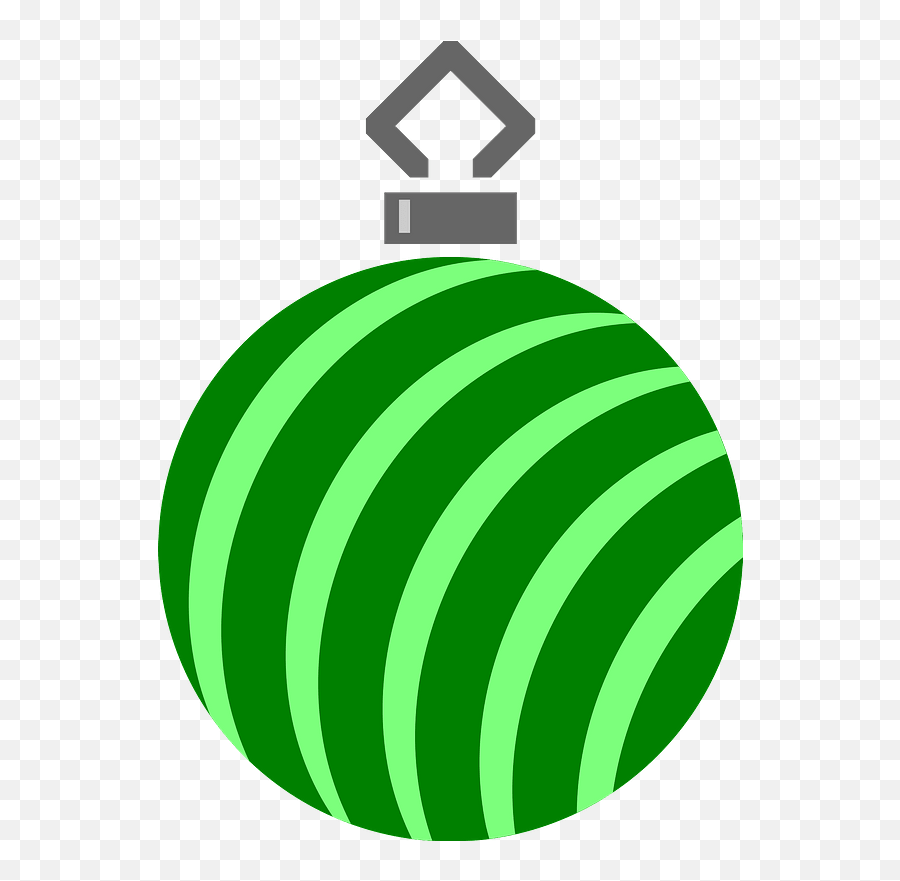 Simple Green Striped Christmas Ornament Clipart Free - Striped Ornament Clipart Emoji,Ornament Clipart