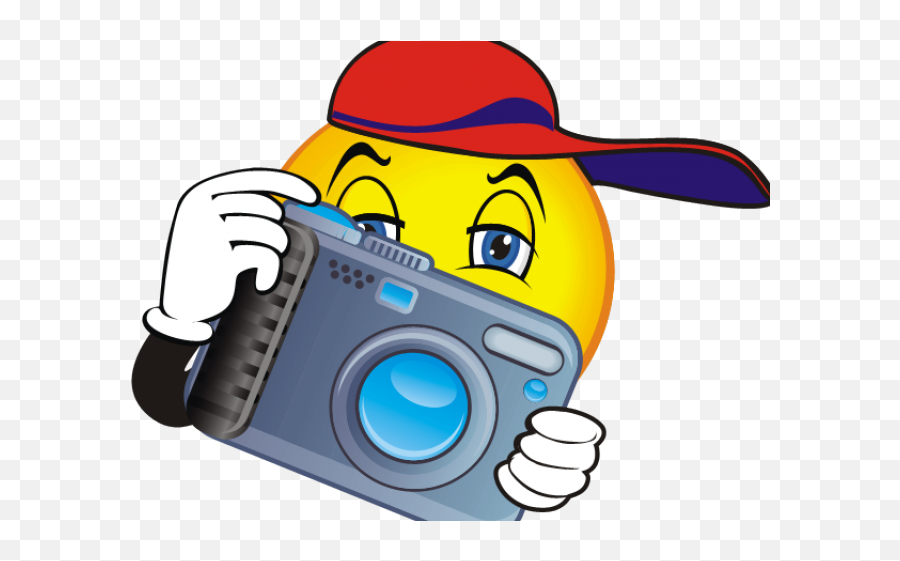 Camera Clipart Cartoon - Smiley Face With Camera Full Size Emoji,Camera Cartoon Png