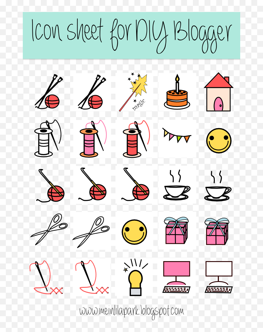 Free Digital Diy Blogger Icon Sheet - Clipart Für Diy Printable Scrapbook Stickers For Lovers Emoji,Planner Clipart