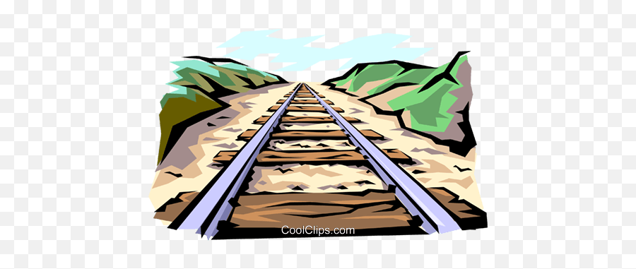 Train Tracks Royalty Free Vector Clip Art Illustration - Train Track Clipart Emoji,Railroad Clipart