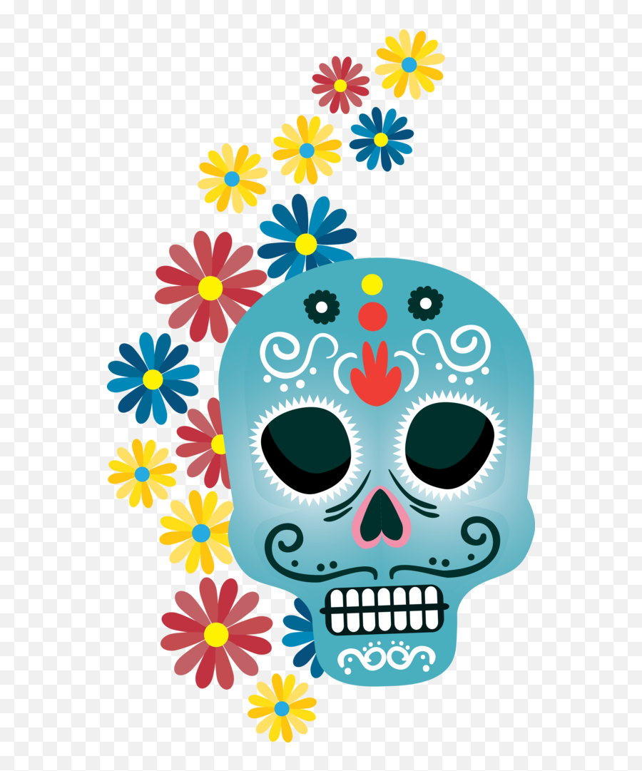 Day Of The Dead Flower Pattern Line For Calavera For Day Of - Catrina Mexicana Png Emoji,Flower Pattern Png