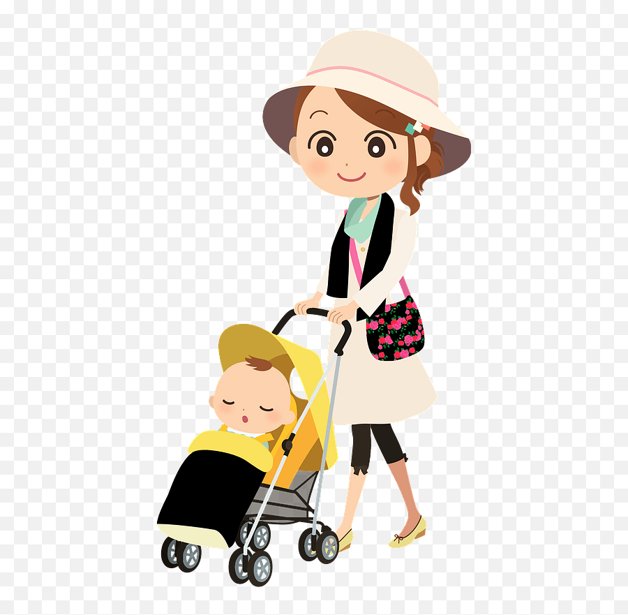 Mother Is Pushing Baby Stroller Clipart Emoji,Baby Carriage Clipart