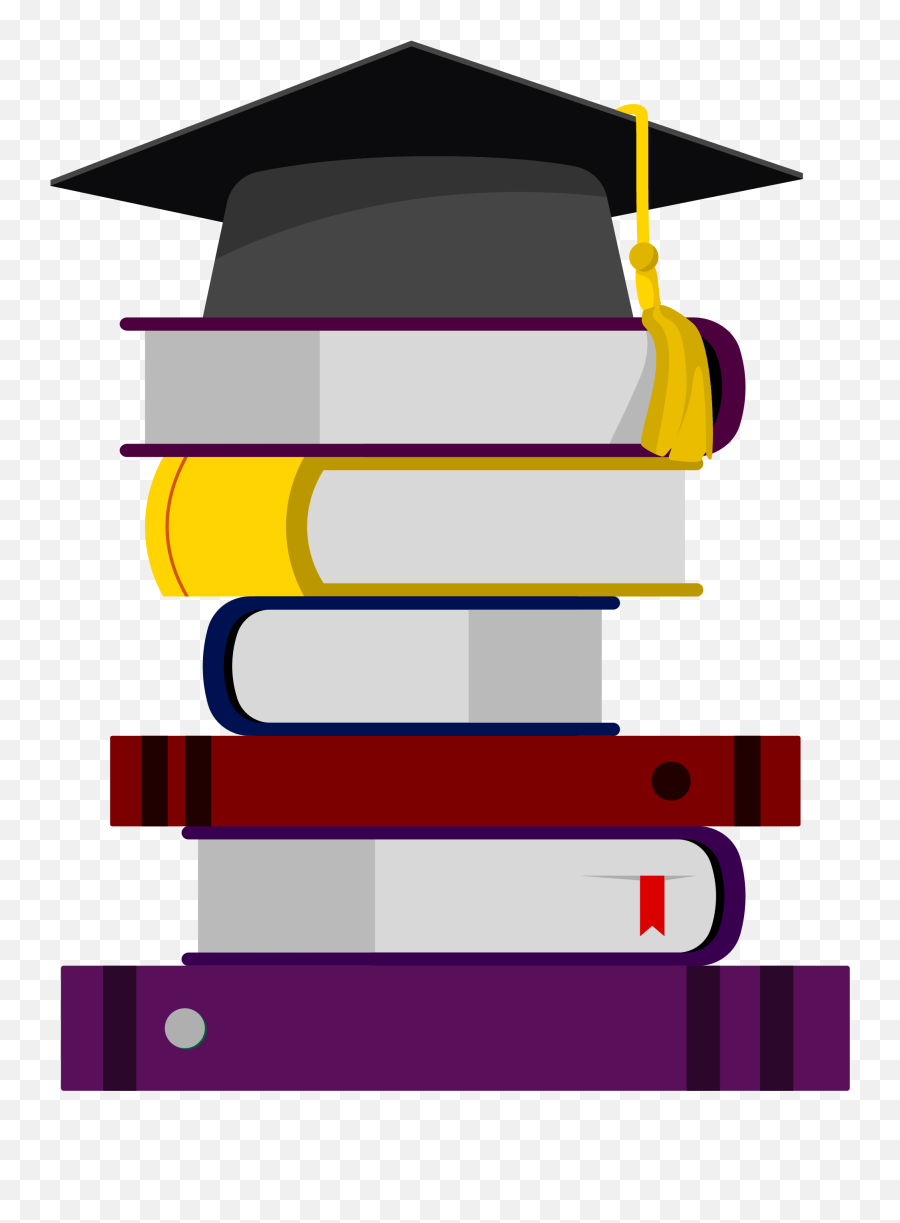 Textbook Clipart Graduation Cap - Books With Graduation Cap Png Emoji,Graduation Cap Clipart