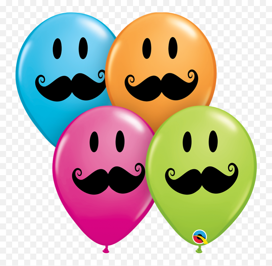 11 Inch Printed Assorted Emoji Smiley Face Mustache Qualatex Latex Balloon Uninflated,Balloon Emoji Png