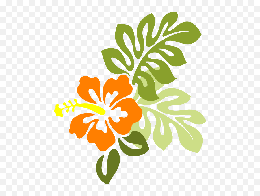 Orange Hibiscus Flower Clip Art N3 Free - Hibiscus Flower Transparent Background Clipart Emoji,Hibiscus Flower Clipart