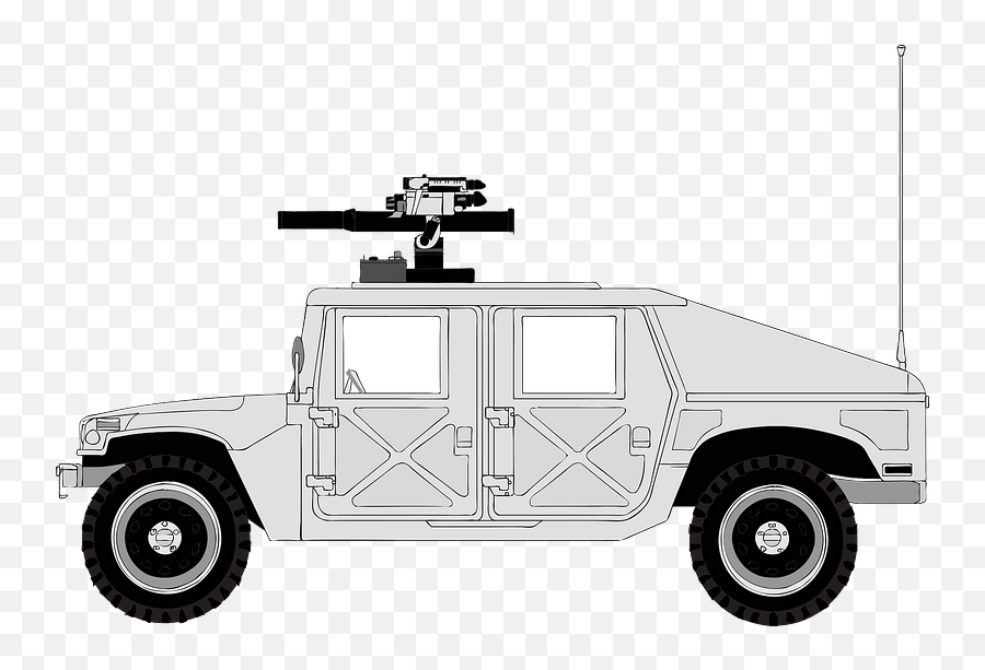 Hummer With A Mounted Gun - Black And White Clipart Free Emoji,Gun Clipart Black And White