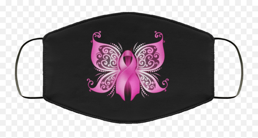 Breast Cancer Awareness Pink Ribbon Butterfly Face Mask Emoji,Pink Breast Cancer Ribbon Png