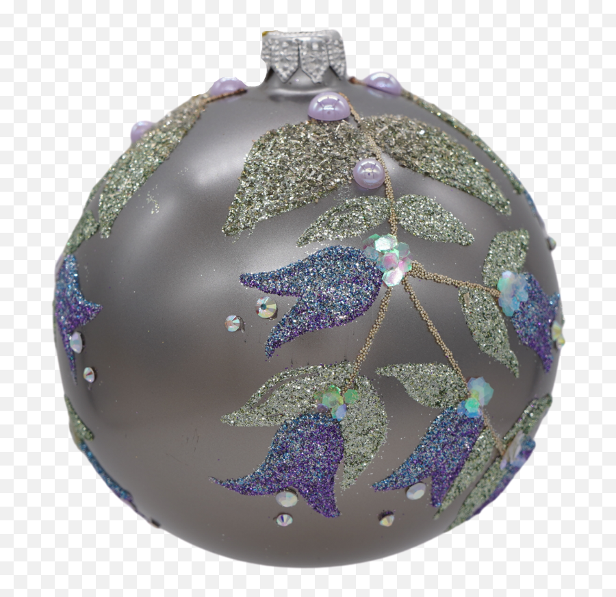 Get Lavender And Blue Glitter Floral Christmas Ornament In Emoji,Purple Glitter Png