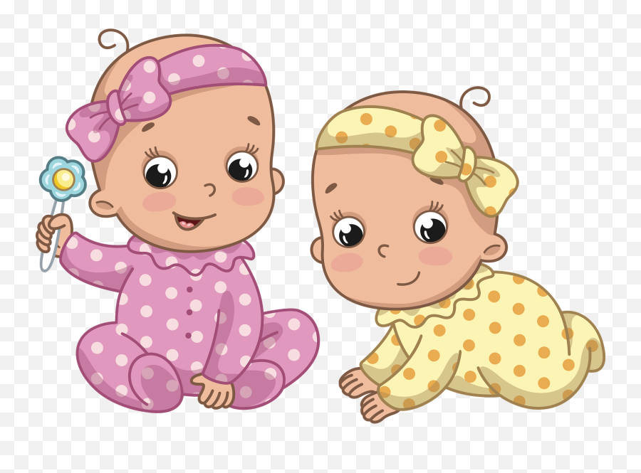 Twins Girls Clipart - Twin Baby Clipart Emoji,Baby Girl Clipart