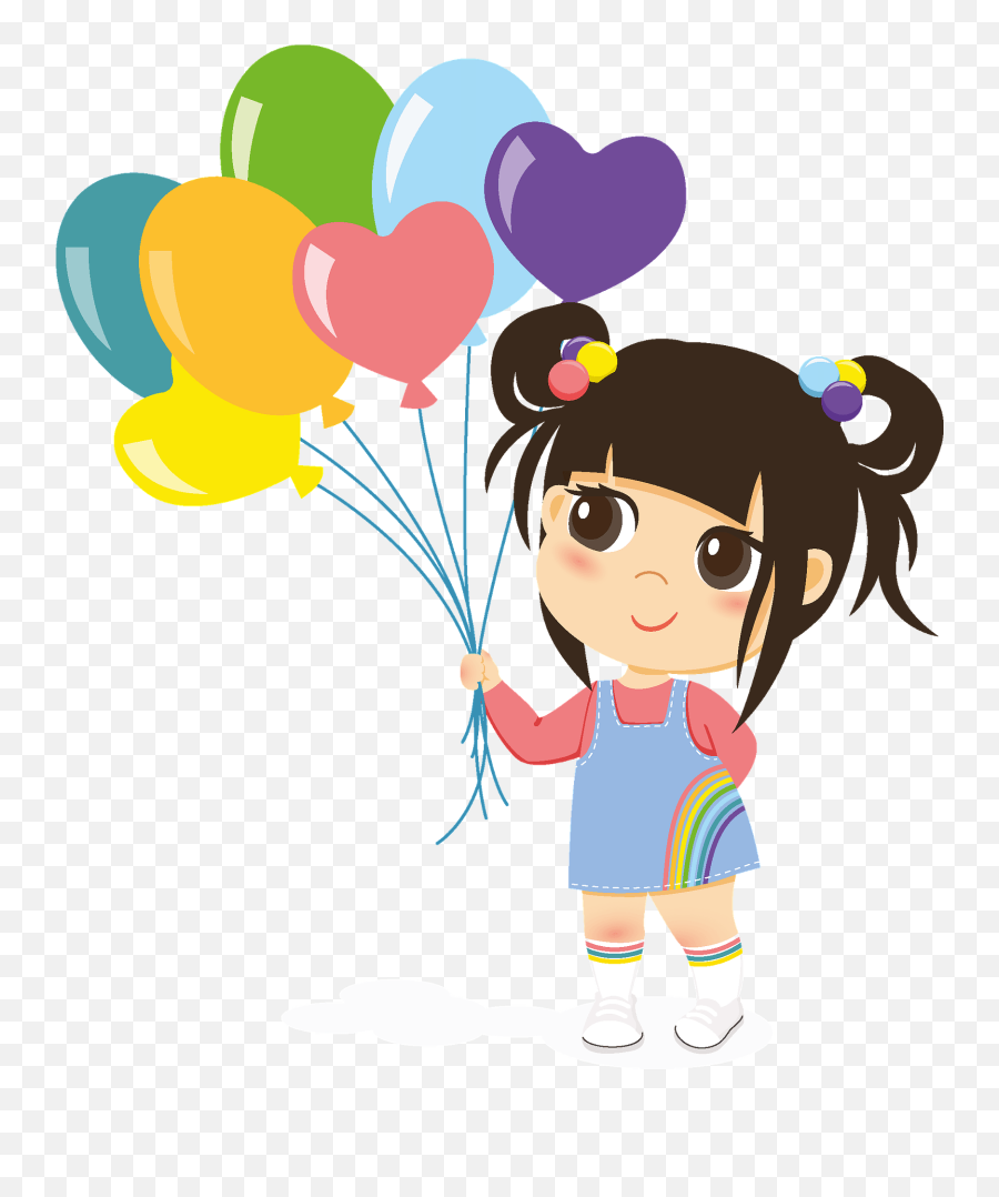 Birthday Girl With Balloons Clipart Free Download - Clipart Birthday Girl Cartoon Emoji,Balloons Clipart